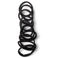Lot de 10 élastiques à cheveux mousse polyester noir et argenté