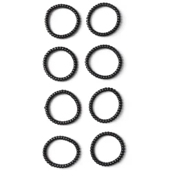 Lot de 8 élastiques à cheveux spirale caoutchouc noir