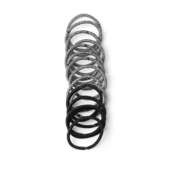Lot de 15 élastiques à cheveux polyester noir et blanc aspect chiné