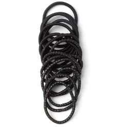 Lot de 15 élastiques à cheveux polyester noir et fil métallique multicolore