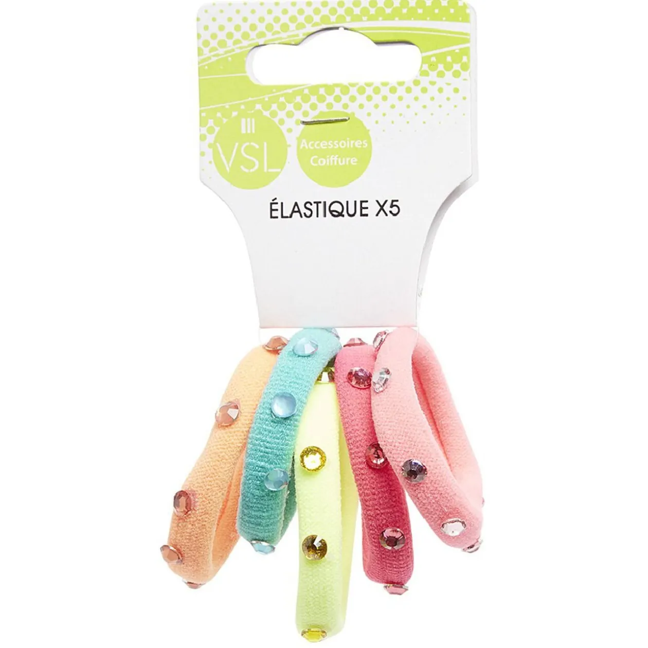 Lot de 5 élastiques colorés avec strass