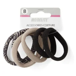 Lot de 6 élastiques mousse beige et noir