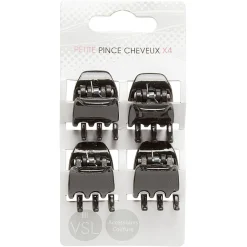 Lot de 4 mini pinces à cheveux 6 dents noires