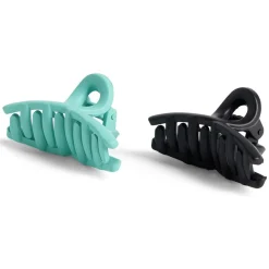 Lot de 2 mini pinces à cheveux uni bleu et uni noir