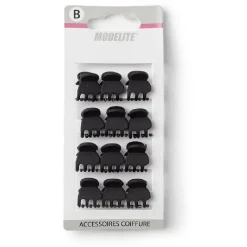 Lot de 12 mini pinces cheveux papillon noir mat L2cm