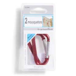 Lot de 2 mousquetons alpins aluminium rouge 80 mm