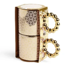 Lot de 2 mugs 30cl design chic rose et doré