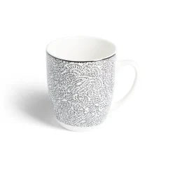 Lot de 4 mugs 200ml porcelaine Ø8,8x10,4cm noir et blanc