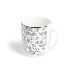 Lot de 4 mugs 200ml porcelaine Ø8,8x10,4cm noir et blanc