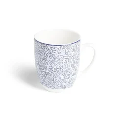 Lot de 4 mugs 200ml porcelaine Ø8,8x10,4cm bleu et blanc