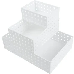 Lot de 3 panières de rangement blanche
