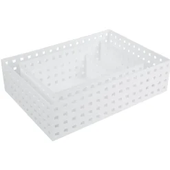 Lot de 3 panières de rangement blanche