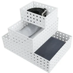 Lot de 3 panières de rangement blanche