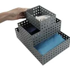 Lot de 3 panières de rangement grise