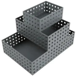 Lot de 3 panières de rangement grise