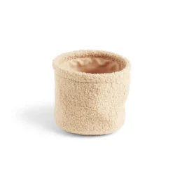 Lot de 3 panières en laine bouclée beige