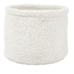 Lot de 3 panières rondes effet laine bouclée polyester blanc