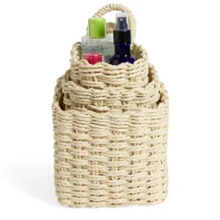 Lot de 3 panières tressées rangement salle de bain