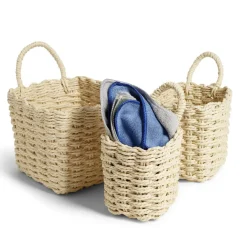 Lot de 3 panières tressées rangement salle de bain