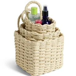 Lot de 3 panières tressées rangement salle de bain