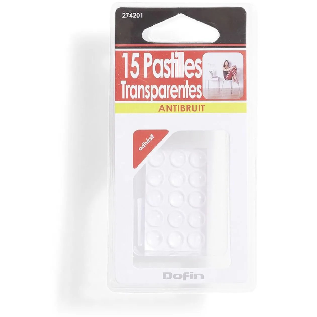 Lot de 12 pastilles antibruit adhésive transparente