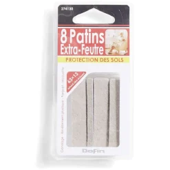 Lot de 8 patins en feutre adhésif ultra puissant - 63x12 mm