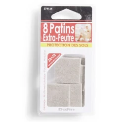 Lot de 8 patins en feutre adhésif ultra puissant - 32x32 mm