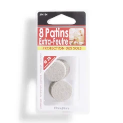 Lot de 8 patins en feutre adhésif ultra puissant beige - Ø28 mm