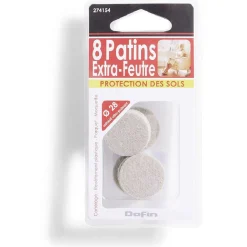 Lot de 8 patins en feutre adhésif ultra puissant beige - Ø28 mm