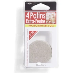 Lot de 4 patins en feutre adhésif ultra puissant beige - Ø50 mm