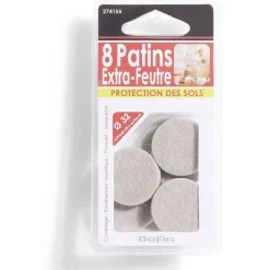 Lot de 8 patins en feutre adhésif ultra puissant beige - Ø32 mm