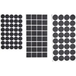 Lot de 104 patins en feutre noir - 3 tailles