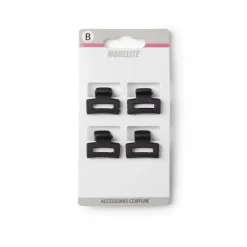 Lot de 4 pinces à cheveux plastique noir mat 2cm