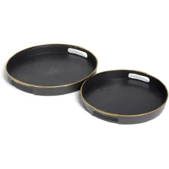 Lot de 2 plateaux Ø29cm et Ø36cm plastique noir