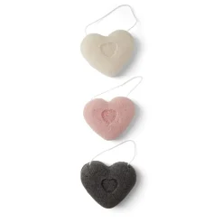 Lot de 3 éponges konjac coeur - 3 modèles