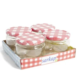 Lot de 4 pots à confiture acier et verre Ø7,5xH8,7cm