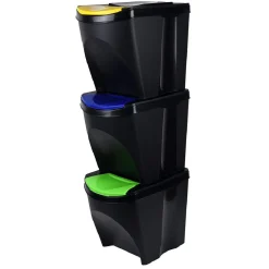 Lot de 3 poubelles de tri 25L