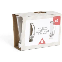 Lot de 2 tasses à café 170ml verre transparent