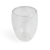Lot de 2 tasses double paroi verre transparent 350ml