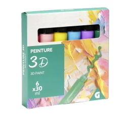 Lot de 6 tubes de peinture 3D acrylique 30ml