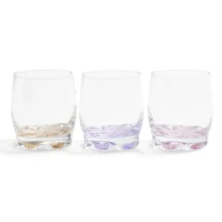 Lot de 3 verres 29cl en verre transparent fond coloré rose/violet/orange