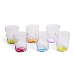 Lot de 6 verres 31cl transparents avec fond coloré