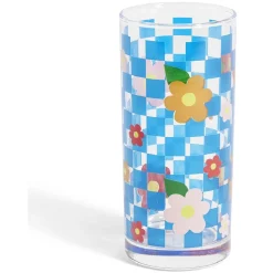 Lot de 3 verres motif fleurs et carreaux 290ml