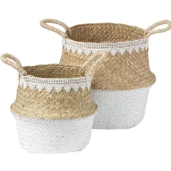 LOT panière boule en jute et dentelle - OK FAIT