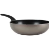 Lot poêle et wok anti-adhésif argenté