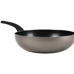 Lot poêle et wok anti-adhésif argenté