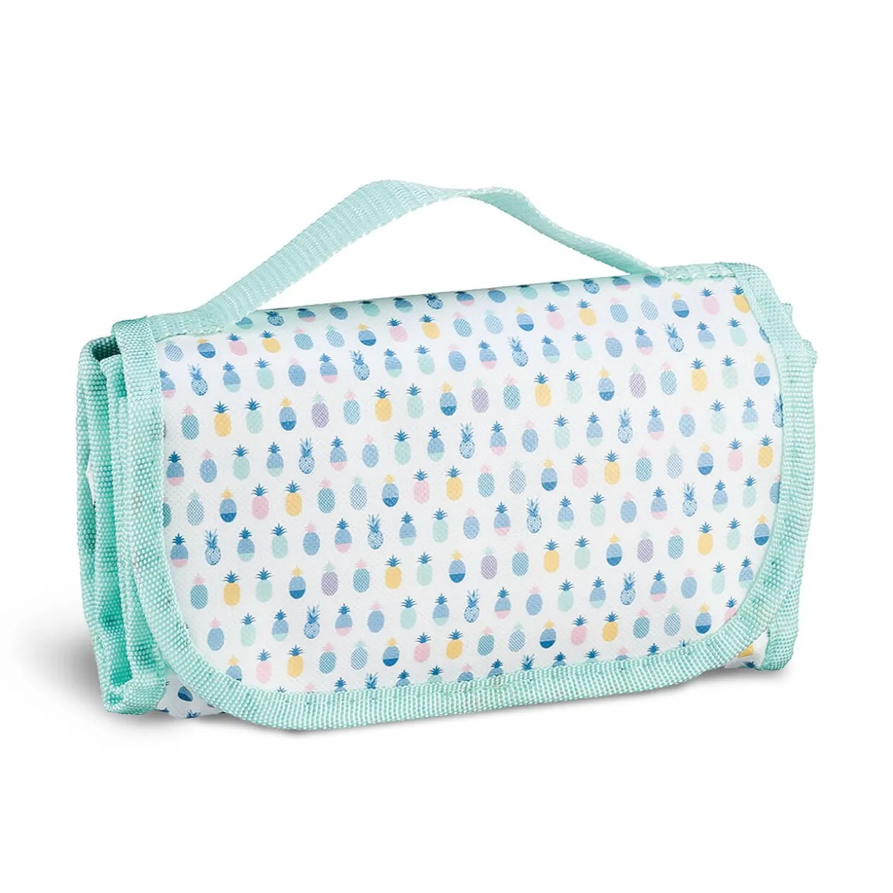 Lunch bag réfrigérant blanc et bleu motif ananas multicolores
