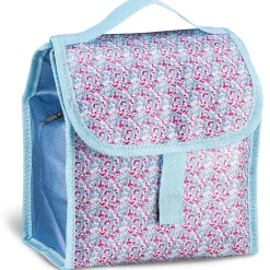 Lunch bag réfrigérant bleu et rose motif baies sauvages