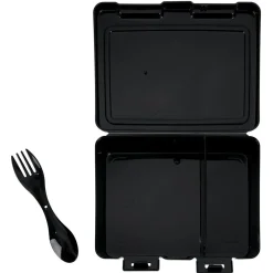 Lunch box à 2 compartiments - Boîte alimentaire en plastique noir 1L