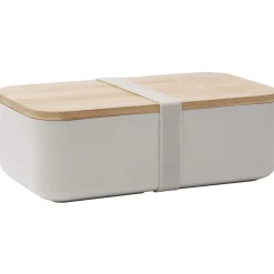 Lunchbox en plastique avec couvercle bambou +sangle silicone 900 ml